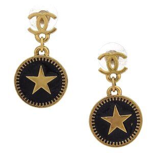 Chanel Dangle CC Button Pierced Earrings Gold 01P 145619